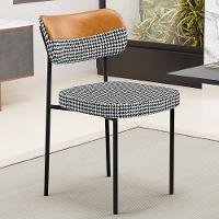 Cadeira Decorativa Para Sala De Jantar Melina L02 Faixa Couríssimo Whisky Pied Poule - 2