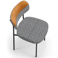 Cadeira Decorativa Para Sala De Jantar Melina L02 Faixa Couríssimo Whisky Pied Poule - 3