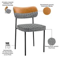 Cadeira Decorativa Para Sala De Jantar Melina L02 Faixa Couríssimo Whisky Pied Poule
