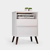 Mesa Para Cabeceira Com 2 Gaveta E 4 Pés Retrô Paris 67x45cm Branco - 1
