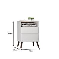 Mesa Para Cabeceira Com 2 Gaveta E 4 Pés Retrô Paris 67x45cm Branco - 2