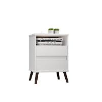 Mesa Para Cabeceira Com 2 Gaveta E 4 Pés Retrô Paris 67x45cm Branco - 3