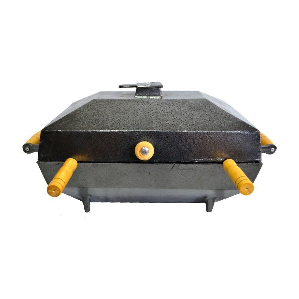 Churrasqueira Alumínio Fundido Craqueada Preta Bafo 40x25cm - 1