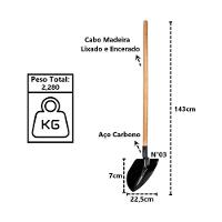 Pá De Bico Construção Em Aço Carbono Com Cabo Reto N03 143cm - 2