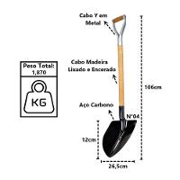 Pá De Bico Em Aço Carbono Com Cabo Y De Metal N04 106cm - 2