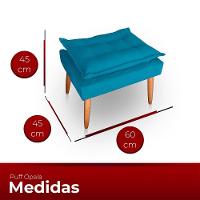 Poltrona Opala Para Sala Com Puff Reforçada Suede Azul Turqueza - 3