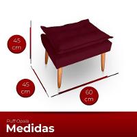 Poltrona Opala Para Sala Com Puff Reforçada Suede Bordo - 3