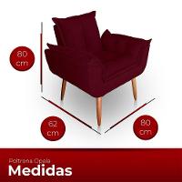 Poltrona Opala Para Sala Com Puff Reforçada Suede Bordo - 5
