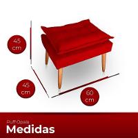 Poltrona Opala Para Sala Com Puff Reforçada Suede Vermelho - 3