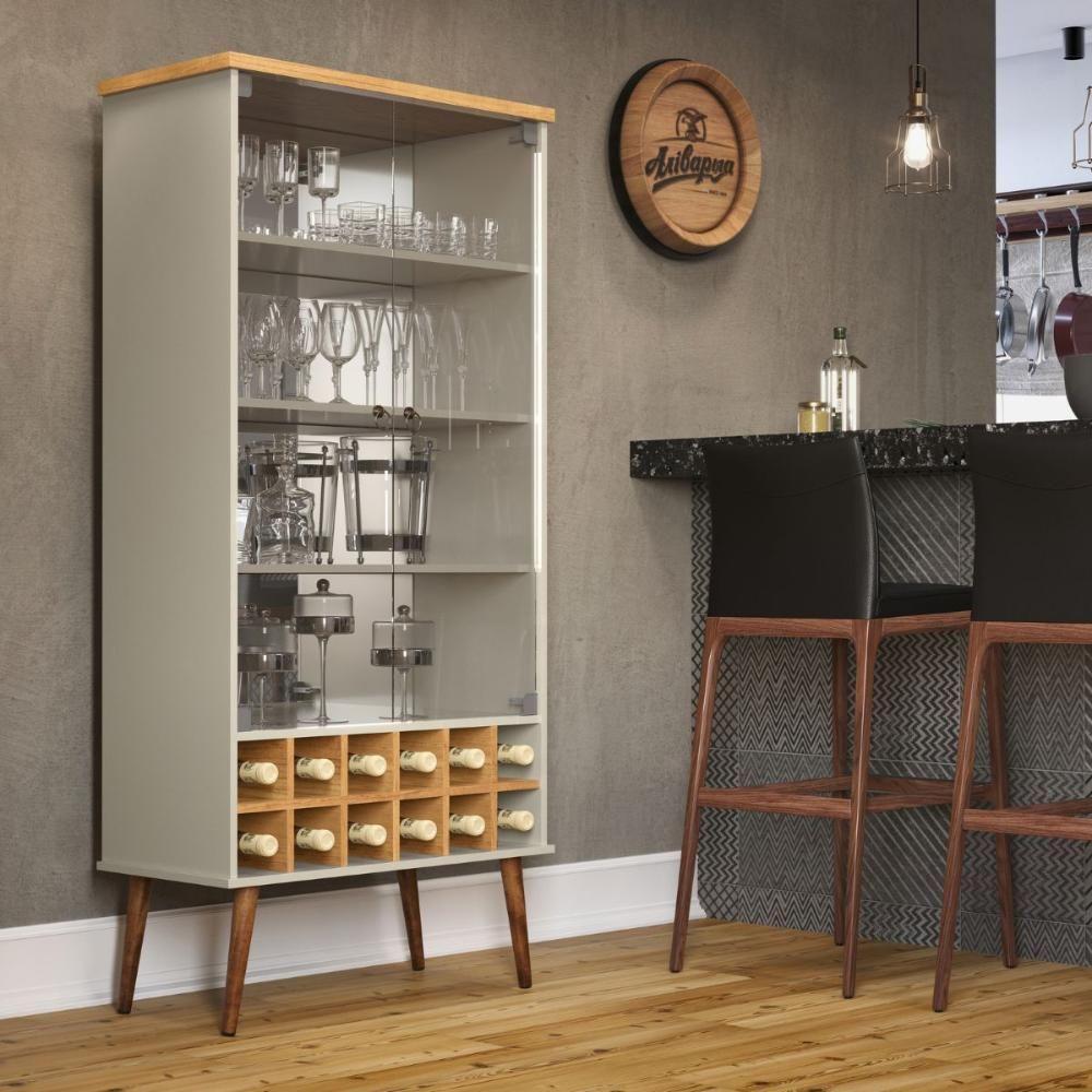 Cristaleira Com Prateleiras Medeiros Off White Cinamomo - 1