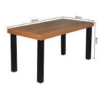 Mesa De Jantar Industrial Felícia Retangular 160x80cm Madeira Base Alumínio - Castanho - Marrom - 2