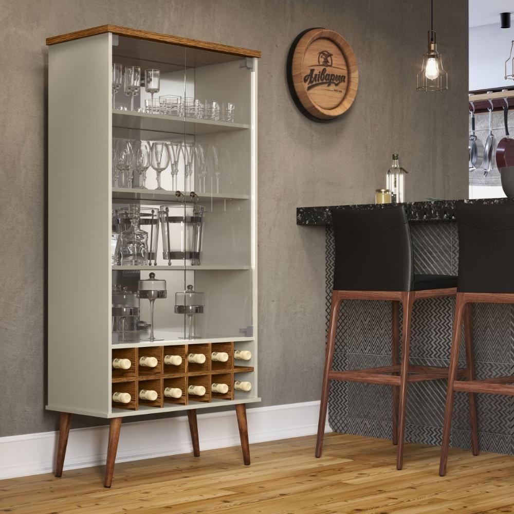 Cristaleira Com Prateleiras Medeiros Off White Cumarú - 1