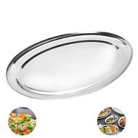 Bandeja Travessa Oval Rasa Inox Filé Parmegiana Peixe 39cm - 2