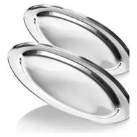 Bandeja Travessa Oval Rasa Inox Filé Parmegiana Peixe 39cm - 7