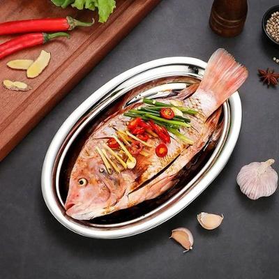 Bandeja Travessa Oval Rasa Inox Servir Parmegiana Peixe 34cm