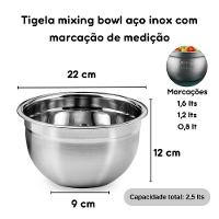 Tigela Mixing Bowl Inox Multiuso Salada Molho Cozinha 22cm - 2