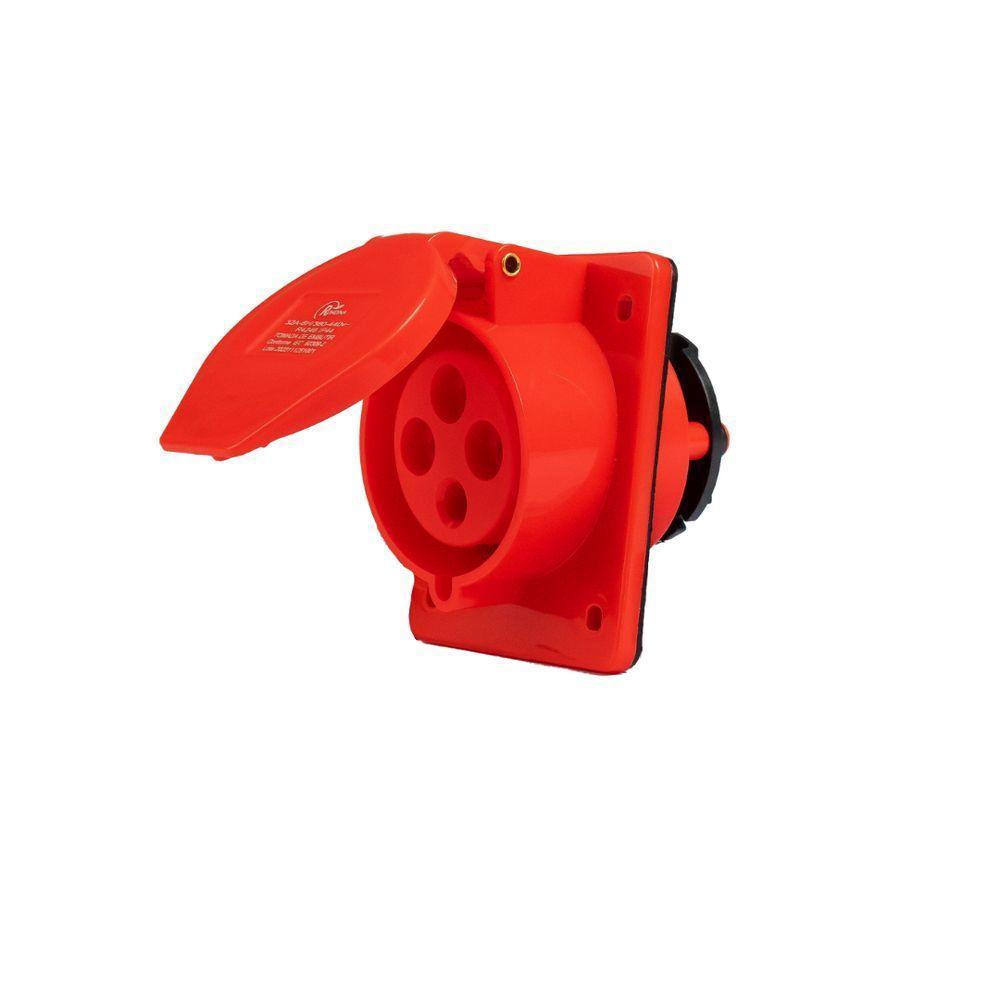 Tomada Embutir Industrial 3p+t 32a 6h 380v Vermelho - 1