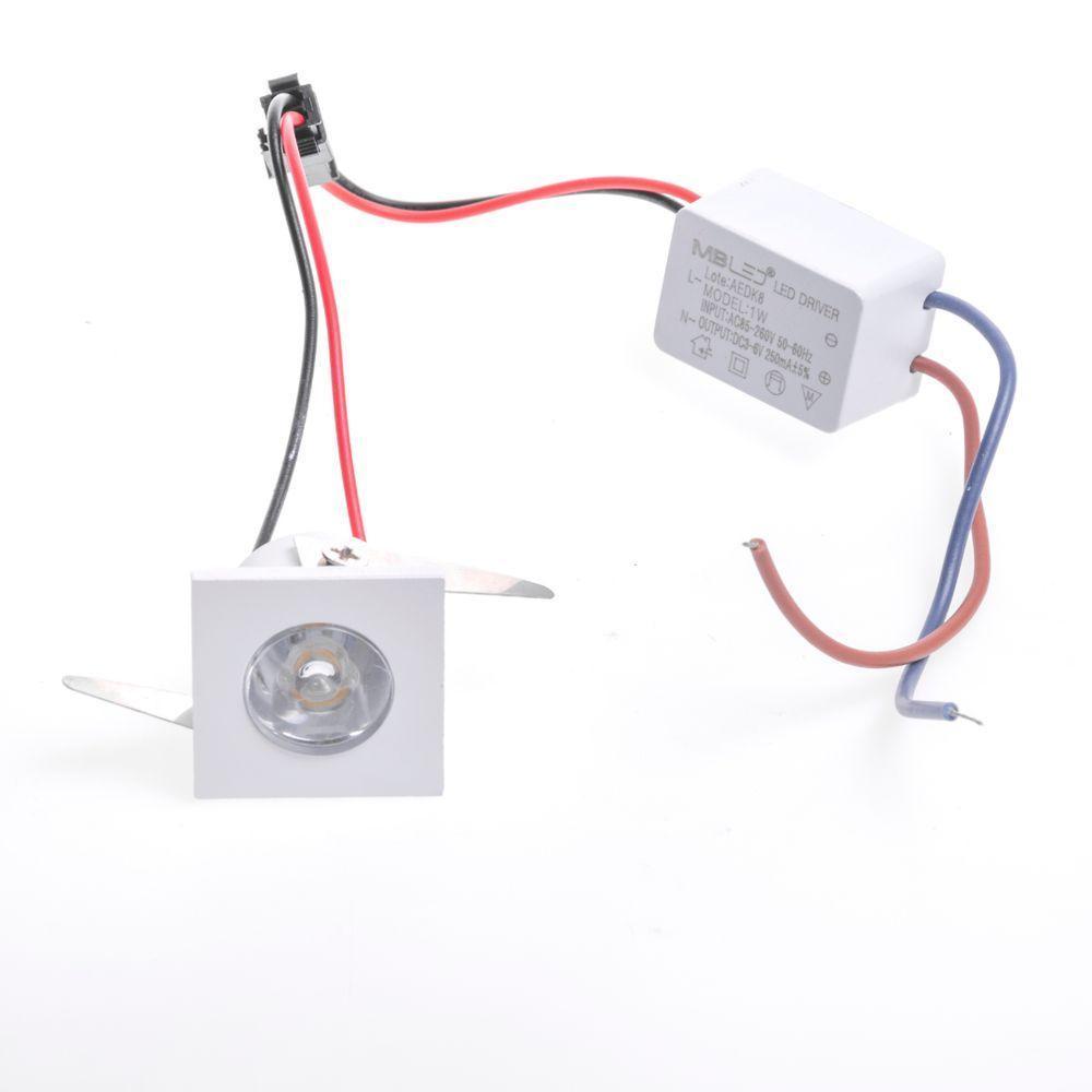 Mini Spot Led De Embutir Quadrado 1w 3000k Branca - 3