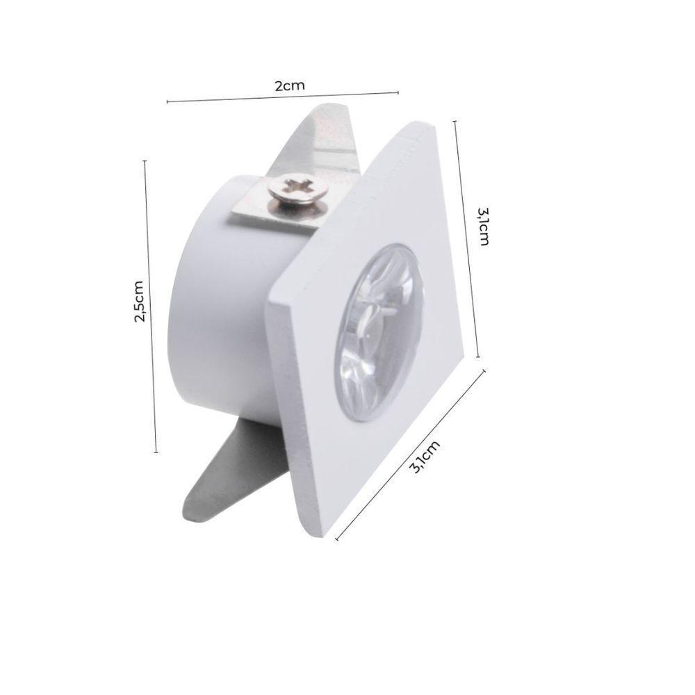 Mini Spot Led De Embutir Quadrado 1w 3000k Branca - 4