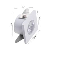 Mini Spot Led De Embutir Quadrado 1w 3000k Branca