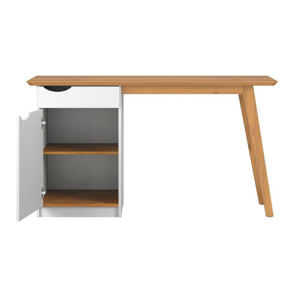 Escrivaninha Com Porta Viana Branco Acetinado Cinamomo - 3