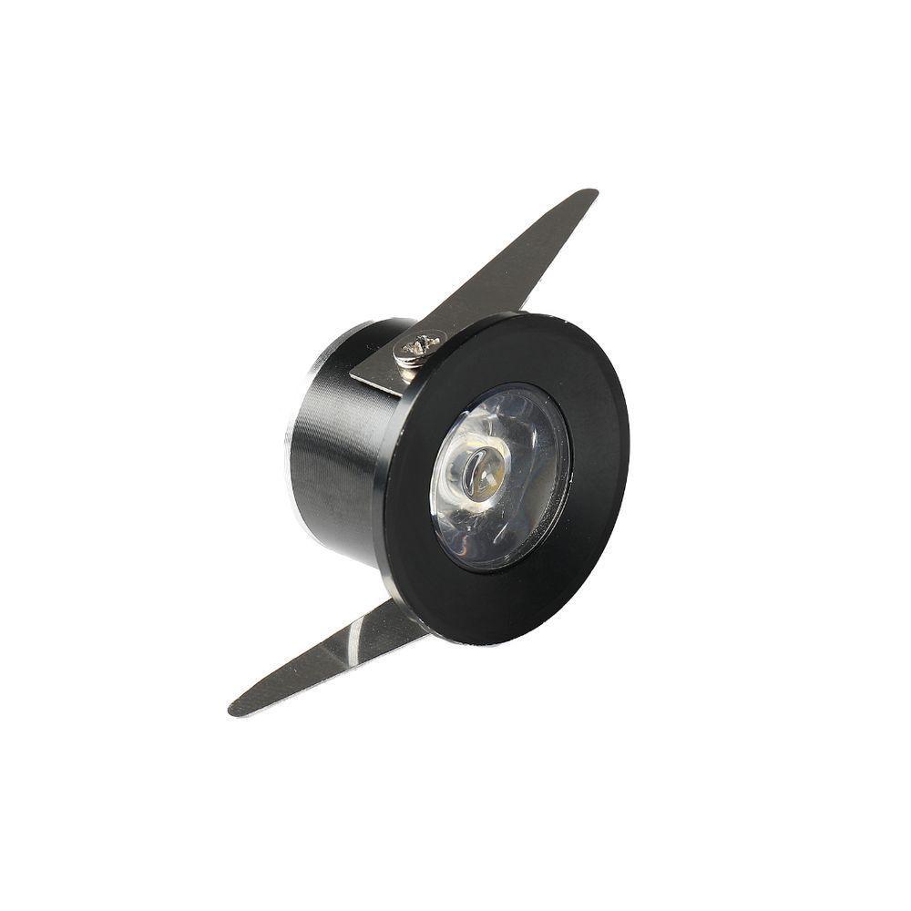 Mini Spot Led De Embutir Redondo 1w 3000k Preto - 1