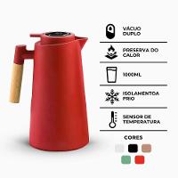 Garrafa Térmica Com Termômetro Cabo Madeira Com Display Digital 1l