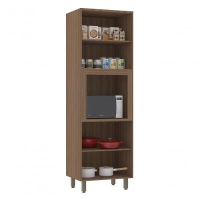 Torre Aspen 70 Cm 4 Portas E Nicho Microondas Luciane Moveis Cinza Puro