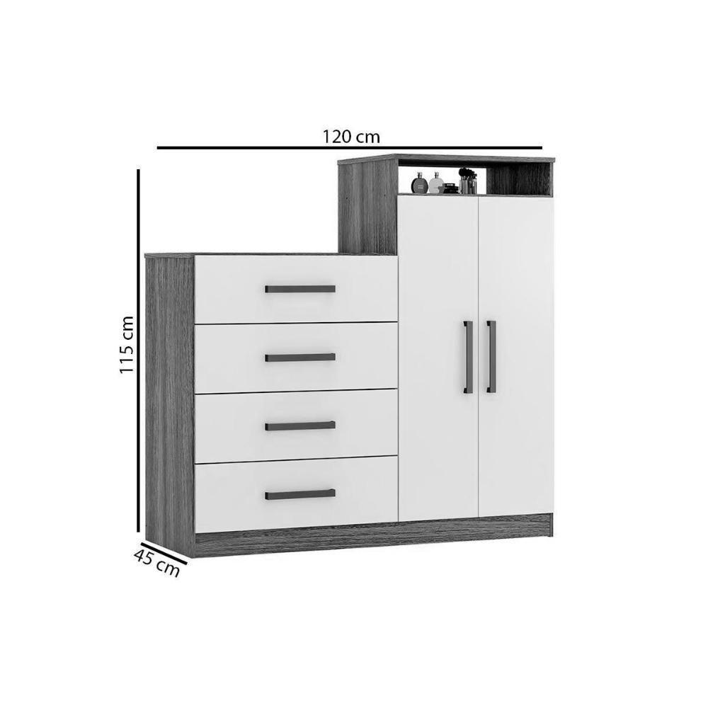 Cômoda De Quarto áurea C/ 2 Portas E 4 Gavetas Amendola/off White - Demóbile - 9