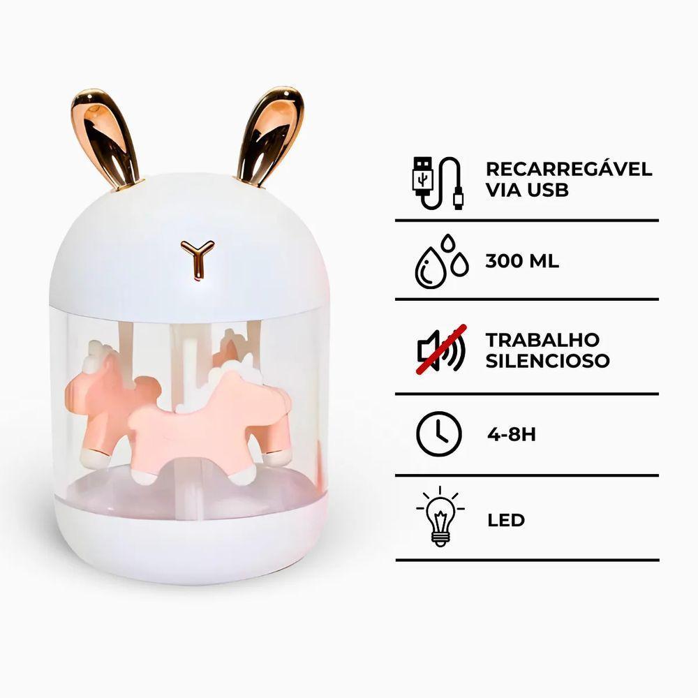 Umidificador Carrossel Abajur Com Led Design Elegante - 9