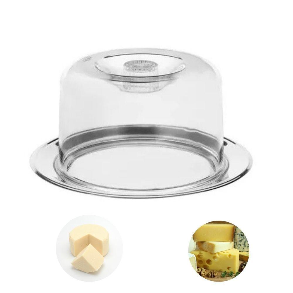 Queijeira Inox Porta Queijo Bandeja Inox Tampa Acrílico - 5