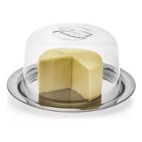 Queijeira Inox Porta Queijo Bandeja Inox Tampa Acrílico - 6