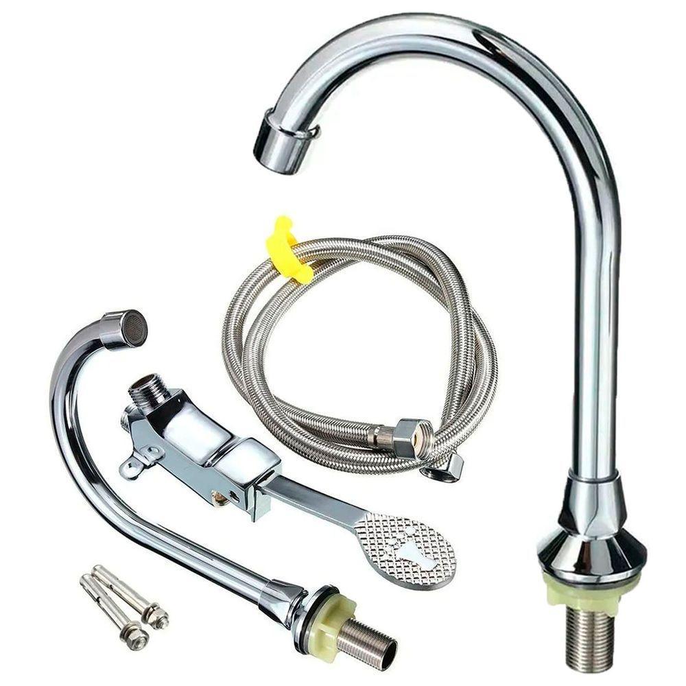 Torneira Valvula Com Pedal Acionamento Sem Maos Hospital Clinica Laboratorio Piscina Cozinha Banheiro Pia Cuba - 1