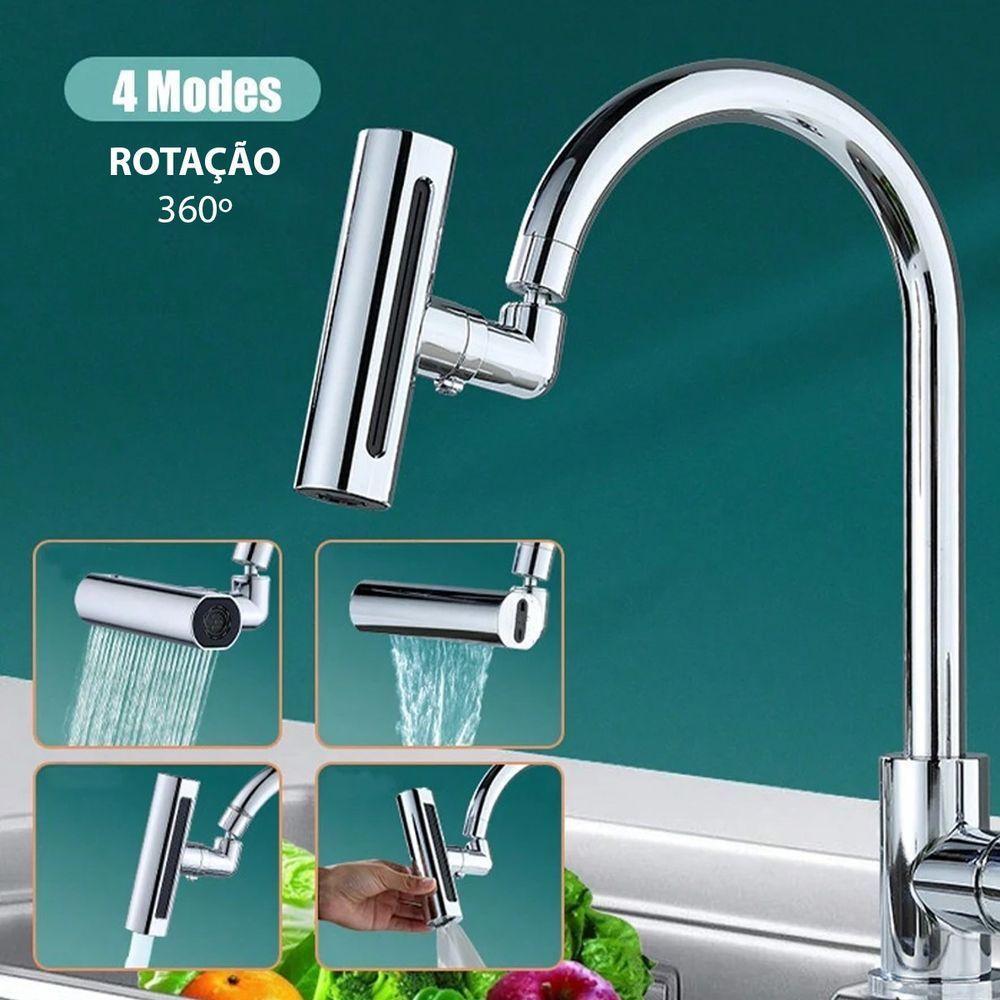 Extensor Torneira 4 Modos Cozinha Pia Arejador Ajustavel Cascata Agua Alta Pressao Anti Respingos Casa Limpeza - 7