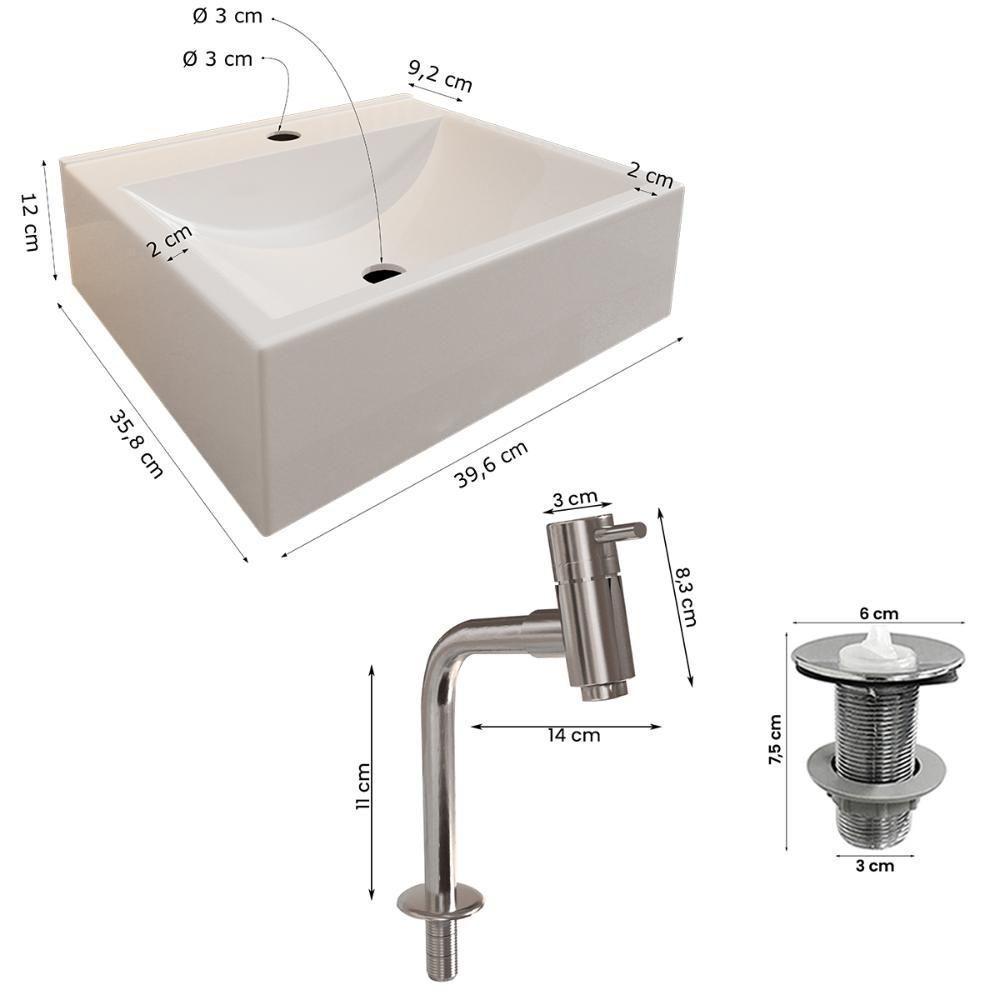 Cuba Pia Para Banheiro Roma Com Torneira Dl05 E Valvula Abs Branco Brilho - 2