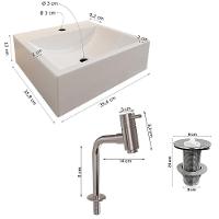 Cuba Pia Para Banheiro Roma Com Torneira Dl05 E Valvula Abs Branco Brilho - 2