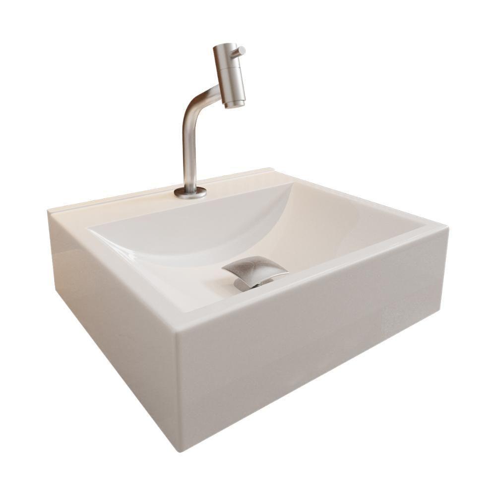 Cuba Pia Roma Com Torneira Bica Curta E Valvula Click Inox Branco Brilho - 1