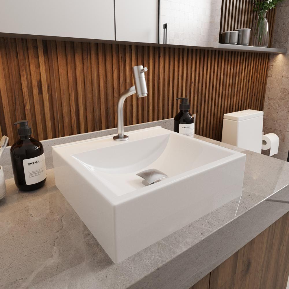 Cuba Pia Roma Com Torneira Bica Curta E Valvula Click Inox Branco Brilho - 4