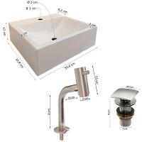 Cuba Pia Roma Com Torneira Bica Curta E Valvula Click Inox Branco Brilho - 3