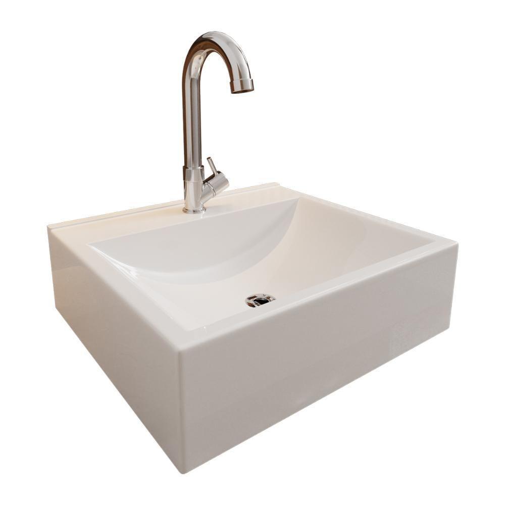 Cuba Pia Para Banheiro Roma Com Torneira Dl04 E Valvula Abs Branco Brilho - 1