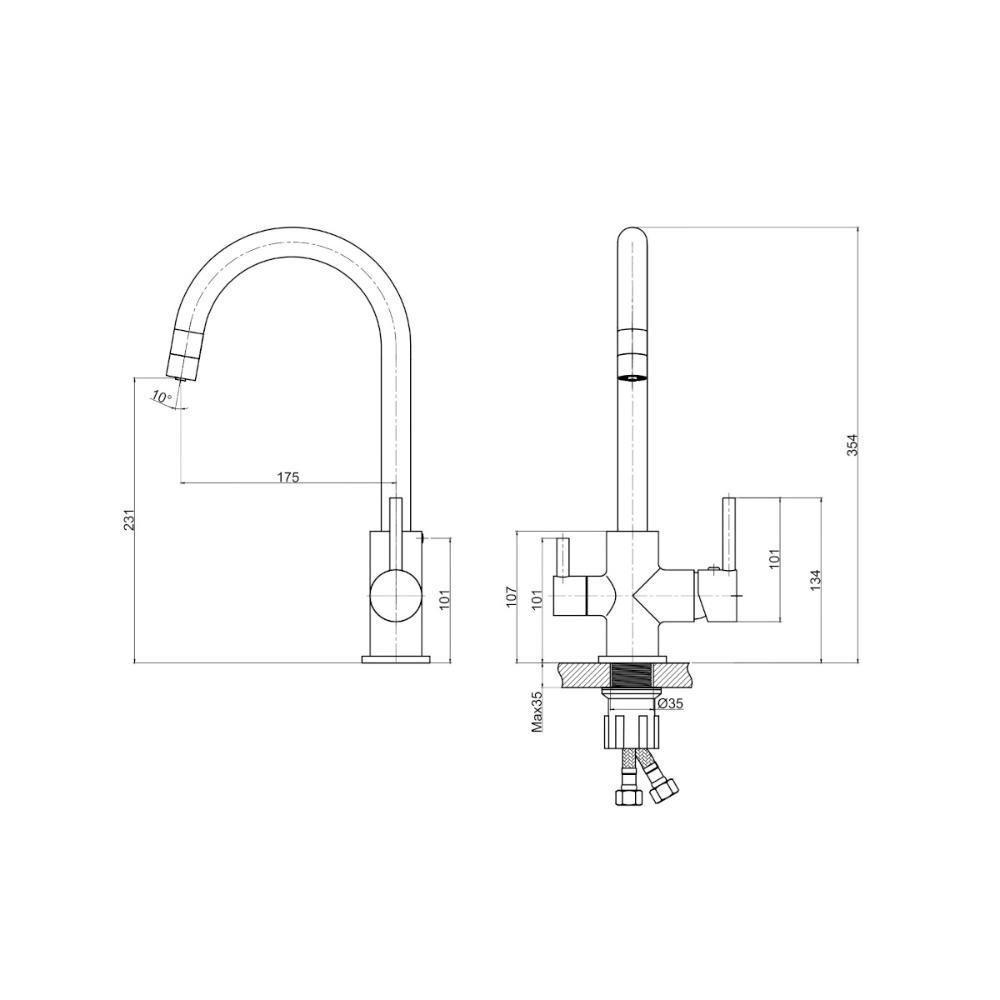 Torneira Monocomando Com Saída De Filtro Diore - Brava - 2