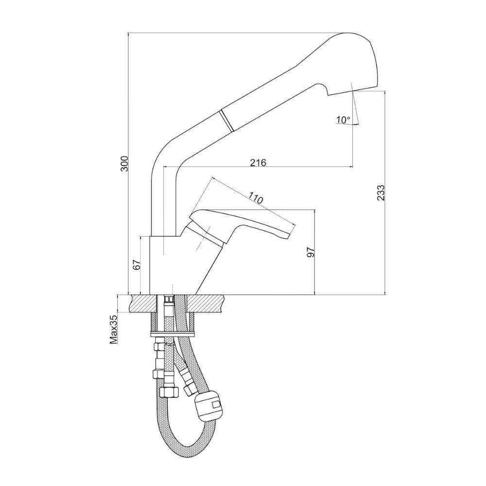 Torneira Monocomando Com Ducha Extensível Monne - Brava - 2