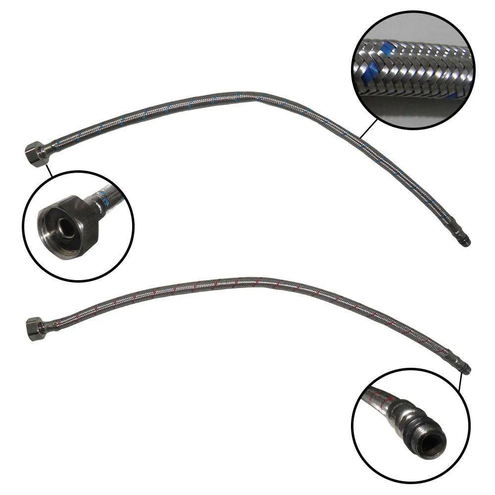 Engate Rabicho Par Monocomando Magueira Flexivel Misturador Agua Quente Fria Balcao Pia Torneira Banheiro Cozinha - 2