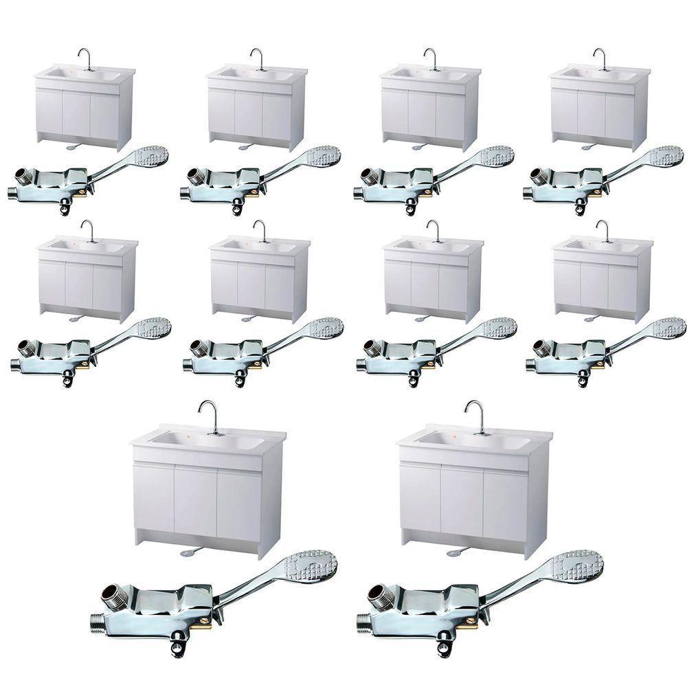 Torneira Valvula Pedal Sem Maos Kit 10 Uni Acionamento Pes Hospital Clinica Laboratorio Banheiro Cozinha Piscina - 1