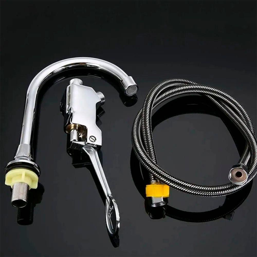 Torneira Valvula Acionamento Com Pedal Controle Hospital Clinica Laboratorio Medico Banheiro Pia Cuba Piscina Higiene - 5