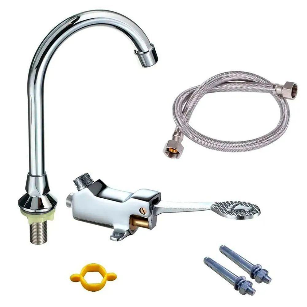 Torneira Valvula Acionamento Com Pedal Controle Hospital Clinica Laboratorio Medico Banheiro Pia Cuba Piscina Higiene - 7
