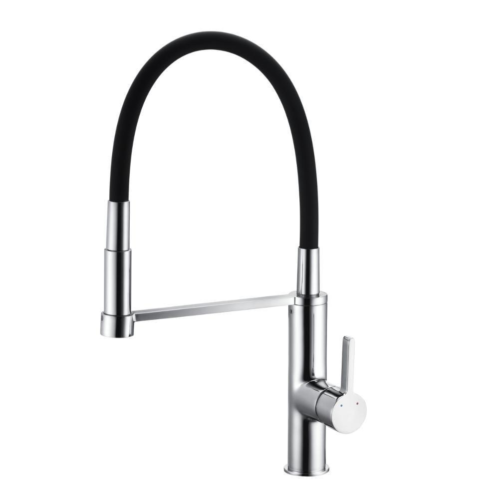 Torneira Monocomando Com Bica Flexível Black-chrome Galla - Brava - 1