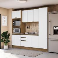 Cozinha Compacta Celeste Kappesberg 100% Mdf Nogueira/branco 240cm - 1