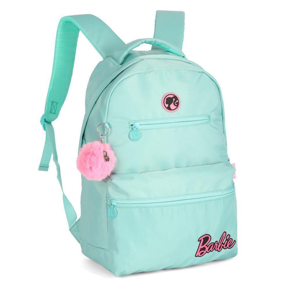 Mochila Costas 18 Barbie Turquesa Com Pompom Luxcel - 1