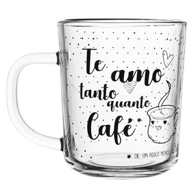 Jogo 2 Caneca De Café Te Amo Vidro Transparente 220ml Xícara Lyor